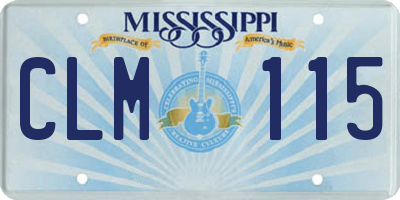 MS license plate CLM115