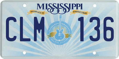 MS license plate CLM136