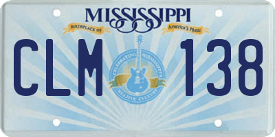 MS license plate CLM138