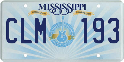 MS license plate CLM193