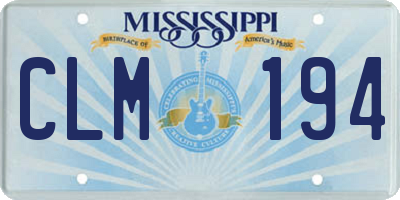 MS license plate CLM194