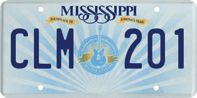 MS license plate CLM201