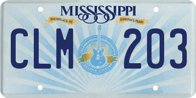 MS license plate CLM203