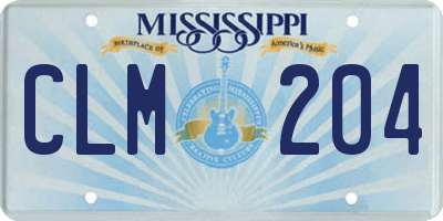 MS license plate CLM204