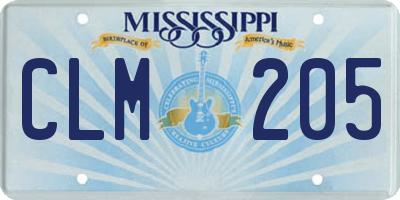 MS license plate CLM205
