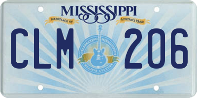 MS license plate CLM206