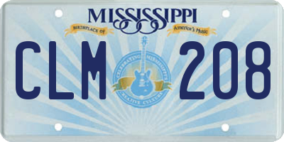 MS license plate CLM208