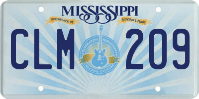MS license plate CLM209