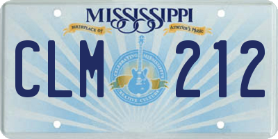 MS license plate CLM212