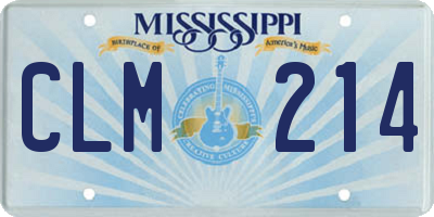 MS license plate CLM214
