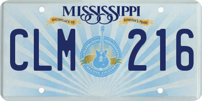 MS license plate CLM216
