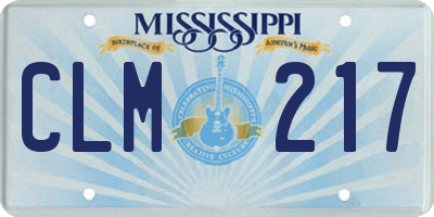 MS license plate CLM217