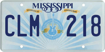 MS license plate CLM218