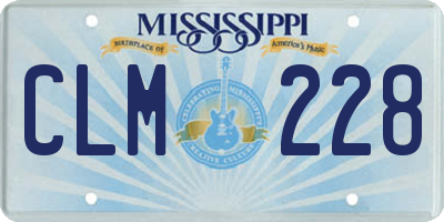 MS license plate CLM228