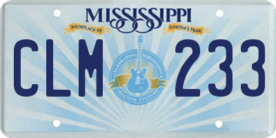 MS license plate CLM233