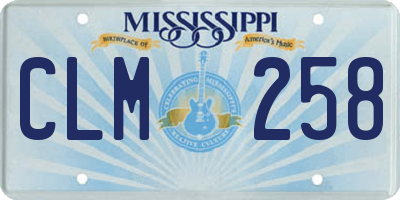 MS license plate CLM258