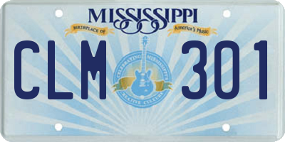 MS license plate CLM301