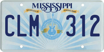 MS license plate CLM312