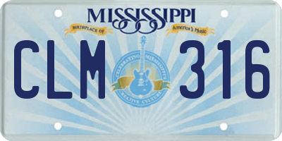 MS license plate CLM316