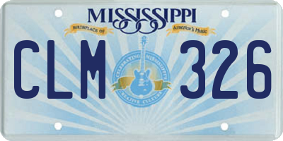 MS license plate CLM326