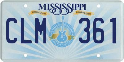 MS license plate CLM361