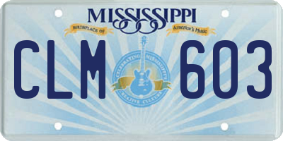 MS license plate CLM603