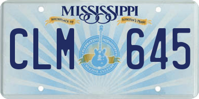 MS license plate CLM645