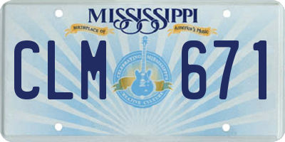 MS license plate CLM671