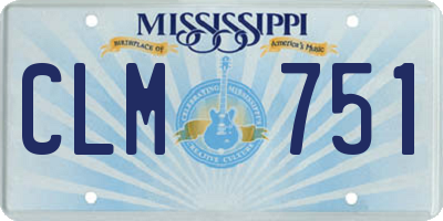 MS license plate CLM751