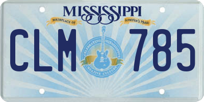 MS license plate CLM785