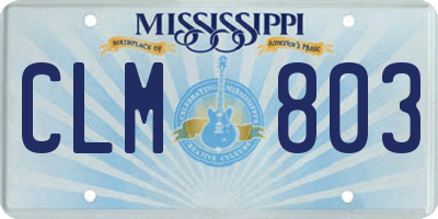 MS license plate CLM803