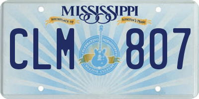 MS license plate CLM807