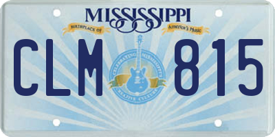 MS license plate CLM815
