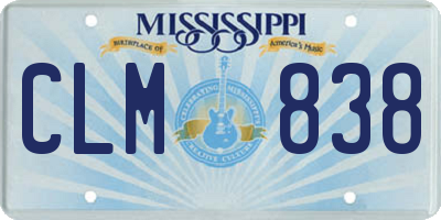 MS license plate CLM838