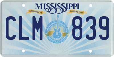 MS license plate CLM839