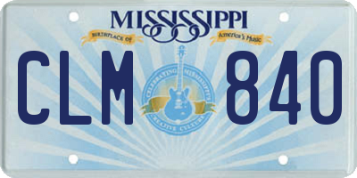 MS license plate CLM840