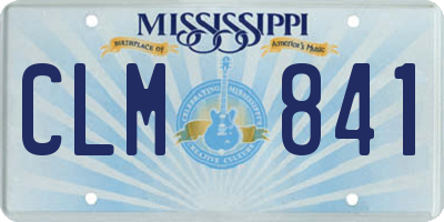 MS license plate CLM841