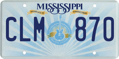 MS license plate CLM870