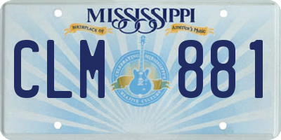 MS license plate CLM881