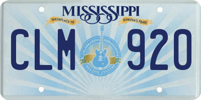 MS license plate CLM920