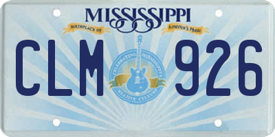 MS license plate CLM926
