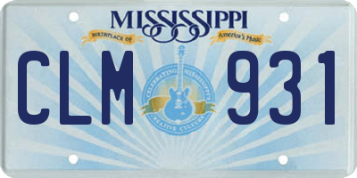 MS license plate CLM931