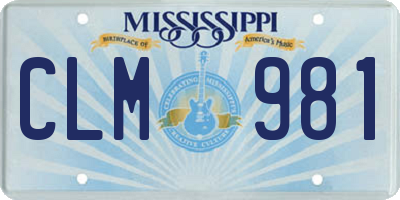 MS license plate CLM981