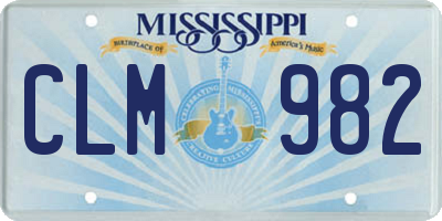 MS license plate CLM982