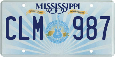 MS license plate CLM987
