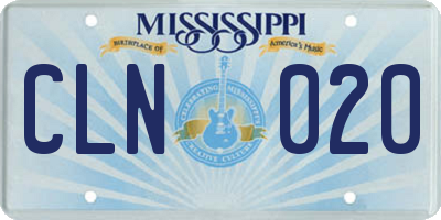 MS license plate CLN020