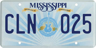 MS license plate CLN025