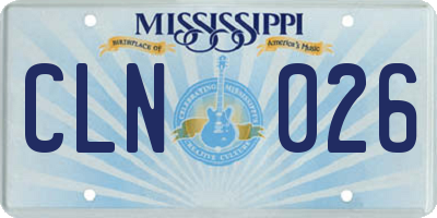 MS license plate CLN026
