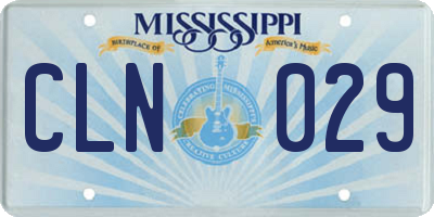 MS license plate CLN029