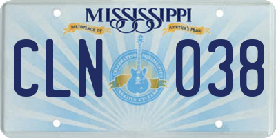 MS license plate CLN038